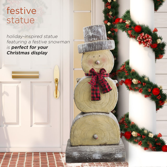The Holiday Aisle® Wooden Snowman Statue & Reviews Wayfair Canada